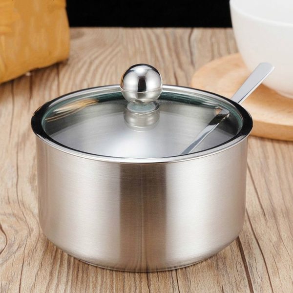 Stainless Steel Seasoning Jar Set Home Kitchen Seasoning Box Combination, Specification: Straight Spice Jar Large - Image 2