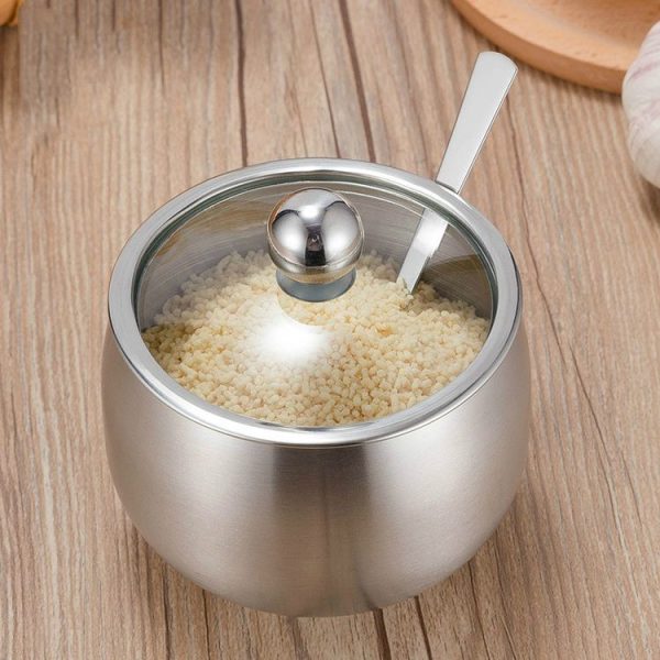 Stainless Steel Seasoning Jar Set Home Kitchen Seasoning Box Combination, Specification: Gourd Seasoning Jar Trumpet