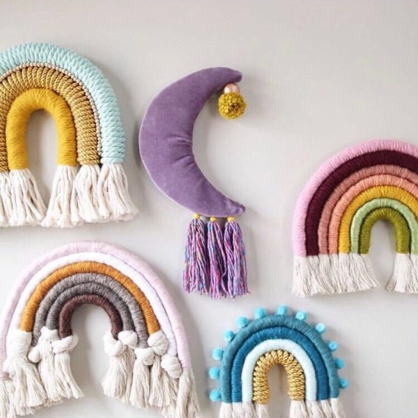 Rainbow Hand-woven Ornaments Tassel Decorative Wall Hanging Photo Props (Purple) - Image 3