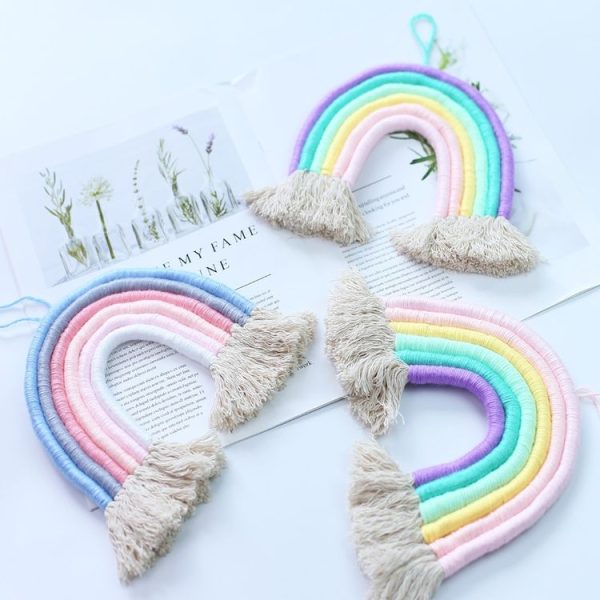 Rainbow Hand-woven Ornaments Tassel Decorative Wall Hanging Photo Props (Purple) - Image 5
