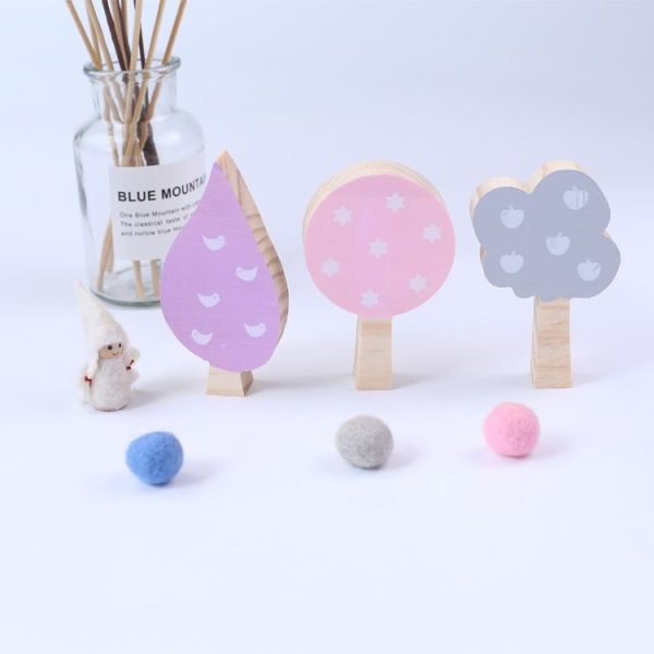 Wooden Tree Three-piece Set of Building Ornaments Photography Props Children Room Decoration (Set 3)