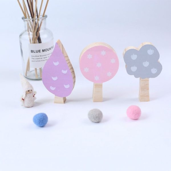 Wooden Tree Three-piece Set of Building Ornaments Photography Props Children Room Decoration (Set 3) - Image 2