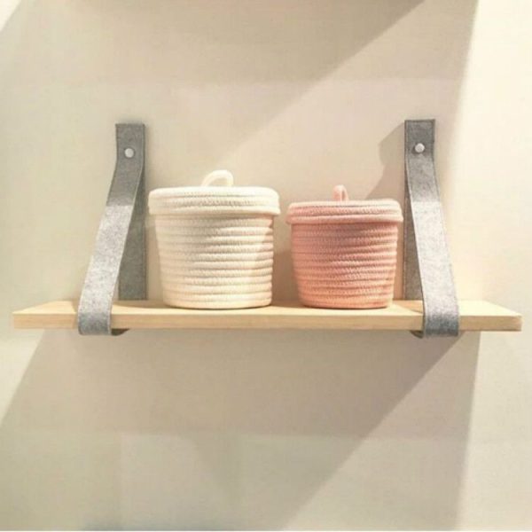 Simple Pine Felt Handger Creative Color Strip Single Layer Wood Shelf Rack (Mint Green) - Image 6