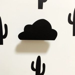 Wooden Clouds Flat Bottom Hook Children Room Children Clothing Store Decoration Rack Holder (Black)