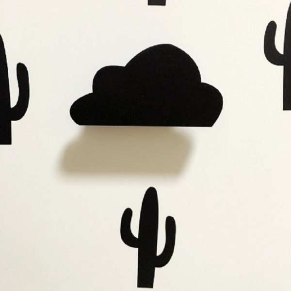 Wooden Clouds Flat Bottom Hook Children Room Children Clothing Store Decoration Rack Holder (Black) - Image 2