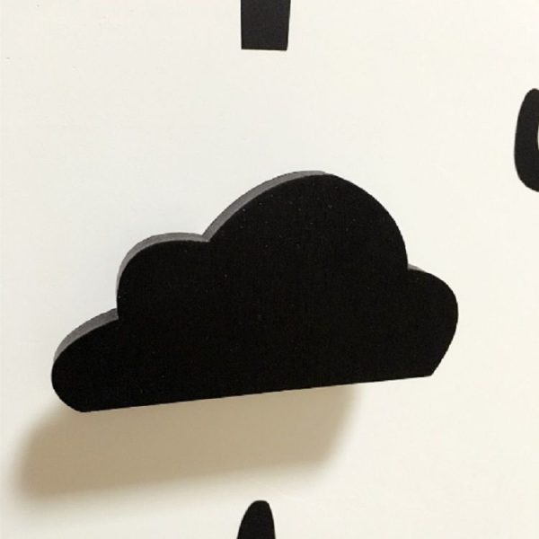 Wooden Clouds Flat Bottom Hook Children Room Children Clothing Store Decoration Rack Holder (Black) - Image 3