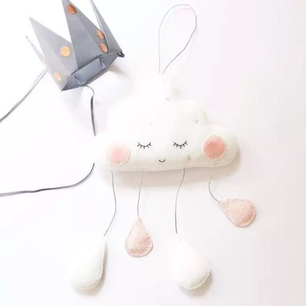 Cloud Raindrops Felt Pendants Home Children Tent Decoration (White Plus Pink Raindrops) - Image 4