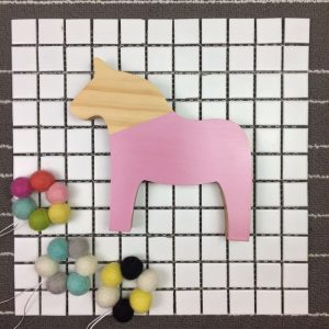 Wooden Pony Ornaments Children Room Toys Creative Photography Photo Props (Pink)