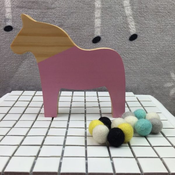Wooden Pony Ornaments Children Room Toys Creative Photography Photo Props (Pink) - Image 3