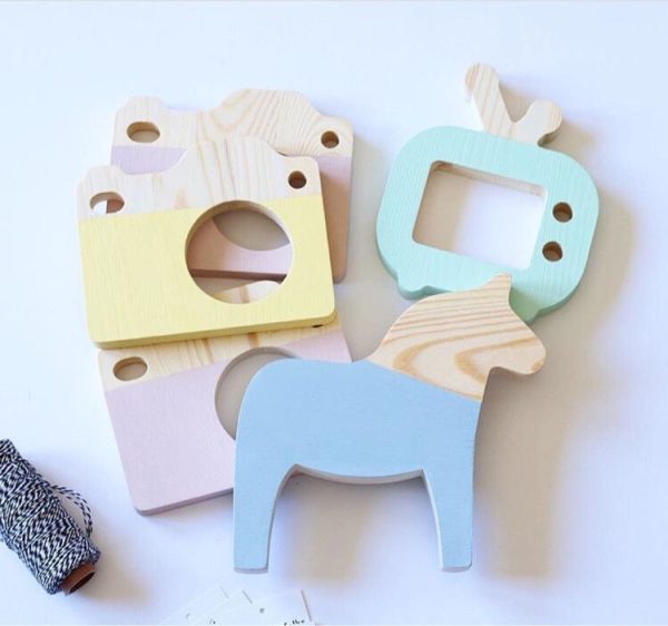Wooden Pony Ornaments Children Room Toys Creative Photography Photo Props (Pink) - Image 4
