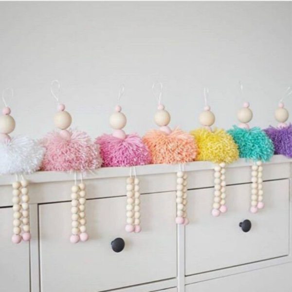Children Tent Hair Ball Angel Wooden Beads Villain Pendant Decoration Toys (Inulin) - Image 4