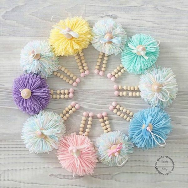 Children Tent Hair Ball Angel Wooden Beads Villain Pendant Decoration Toys (Inulin) - Image 5