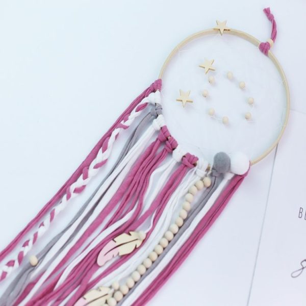 Cute Girl Heart Dream Catcher Wind Chimes Home Pendant (Pink) - Image 2
