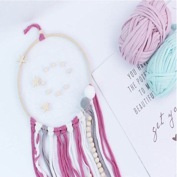 Cute Girl Heart Dream Catcher Wind Chimes Home Pendant (Pink) - Image 4