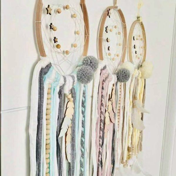 Cute Girl Heart Dream Catcher Wind Chimes Home Pendant (Pink) - Image 5