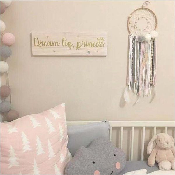 Cute Girl Heart Dream Catcher Wind Chimes Home Pendant (Pink) - Image 6