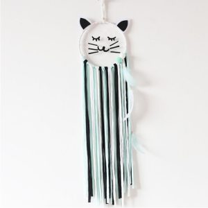 Bedroom Party Beard Cat Dream Catcher Wooden Wind Chime Wall Pendant Decoration (Green)