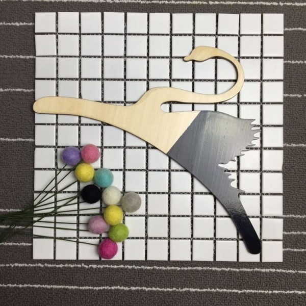 Solid Wood Swan Half Color Clothing Store Hanger Children Room Decoration Clothes Rack (Black) - Image 2