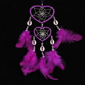 Dreamcatcher Pendant Up And Down Double Ring Peach Heart Dream Catcher (Purple)