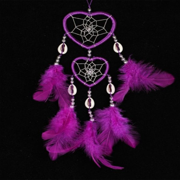 Dreamcatcher Pendant Up And Down Double Ring Peach Heart Dream Catcher (Purple)