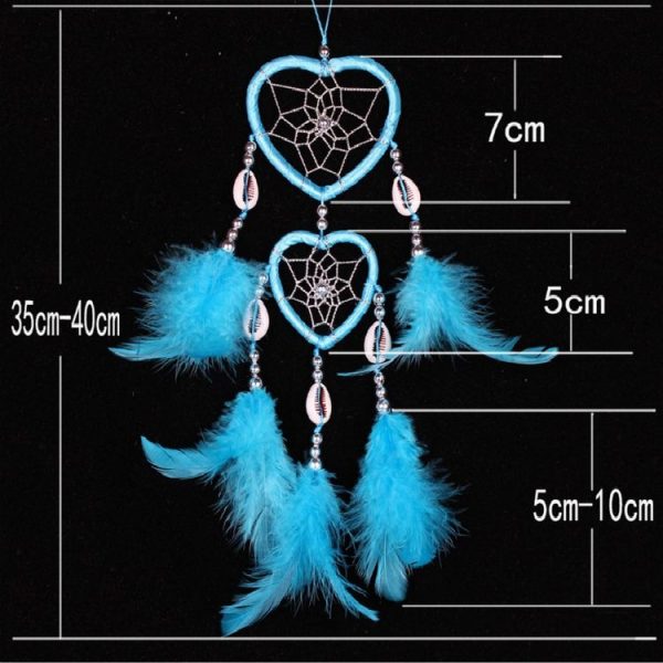 Dreamcatcher Pendant Up And Down Double Ring Peach Heart Dream Catcher (Purple) - Image 3