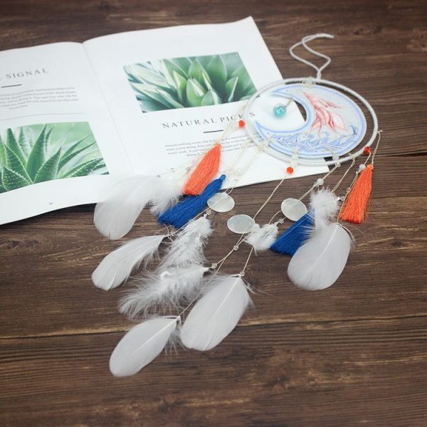 Creative Lace Hand-woven Crafts Koi Embroidered Crystal Dream catcher Home Car Wall Hanging Decoration - Image 4
