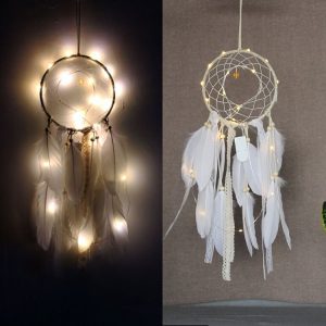 2 PCS Creative Lace Hand-woven Crafts Crystal White Dream catcher Home Car Wall Hanging Decoration