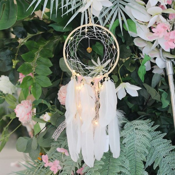 2 PCS Creative Lace Hand-woven Crafts Crystal White Dream catcher Home Car Wall Hanging Decoration - Image 4