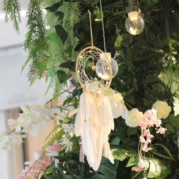 2 PCS Creative Lace Hand-woven Crafts Crystal White Dream catcher Home Car Wall Hanging Decoration - Image 6