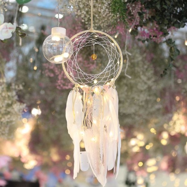 2 PCS Creative Lace Hand-woven Crafts Crystal White Dream catcher Home Car Wall Hanging Decoration - Image 7