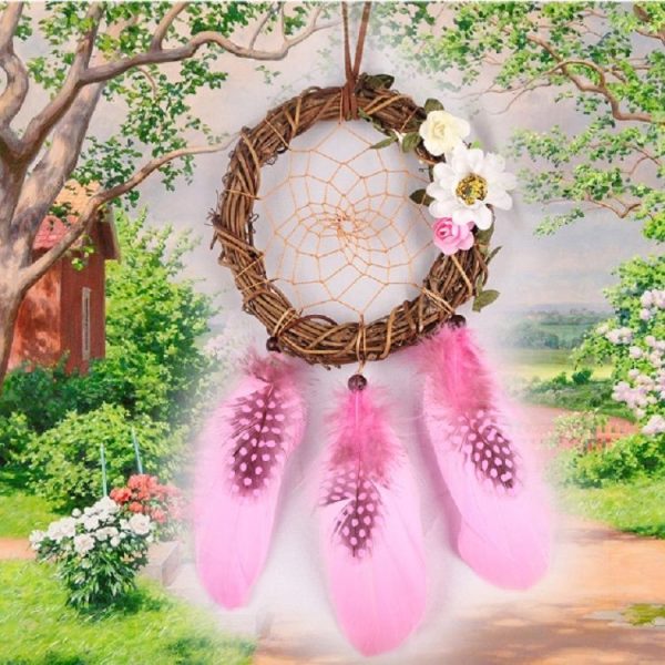 Creative Grass Woven Flower Embellishment Dream Catcher Home Decoration - Image 3