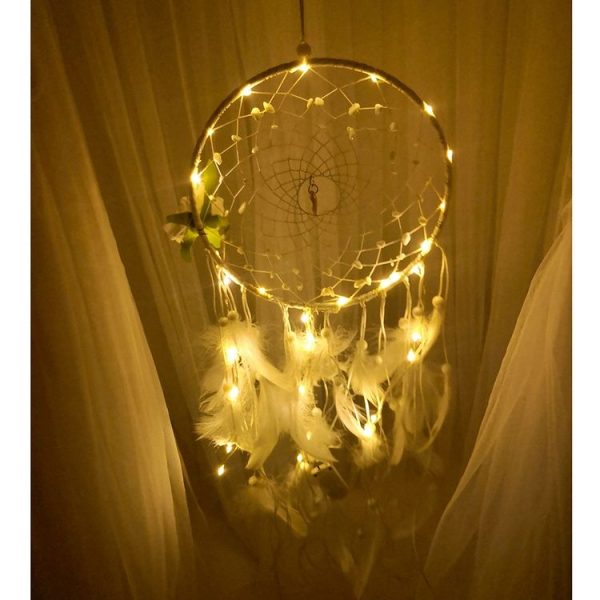 MS0011CD White Flowers Christmas Lantern Dreamcatcher Hanging Holiday Gift Party Decoration with 2m Lamp - Image 4