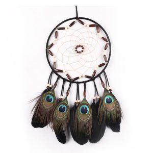Hand-woven Natural Feather Single Ring Dream Catcher Home Hanging