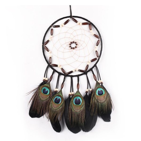 Hand-woven Natural Feather Single Ring Dream Catcher Home Hanging