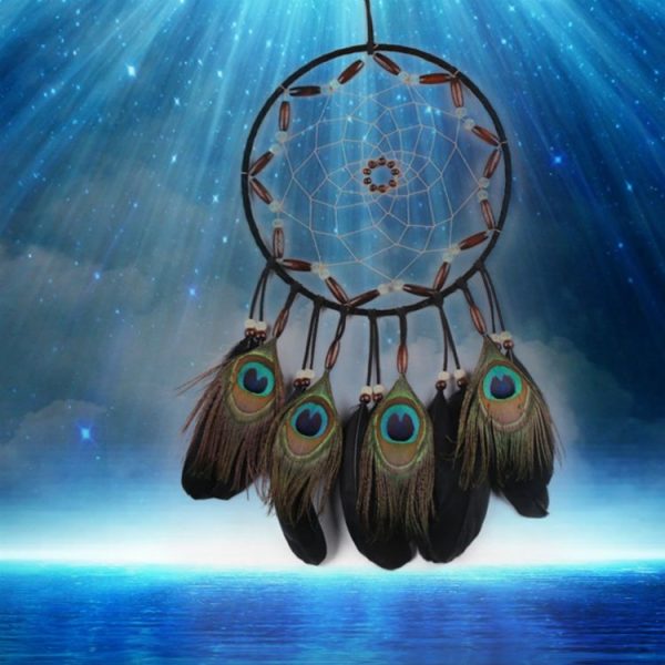Hand-woven Natural Feather Single Ring Dream Catcher Home Hanging - Image 3