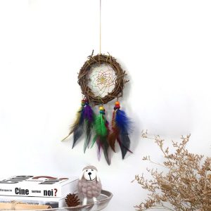 Weaving Vine Colorful Feather Dream Catcher Garden Air Hanging Home Accessories
