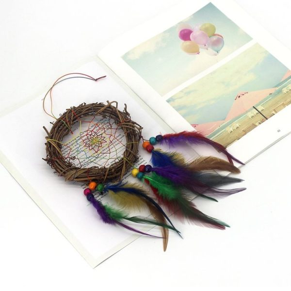 Weaving Vine Colorful Feather Dream Catcher Garden Air Hanging Home Accessories - Image 4