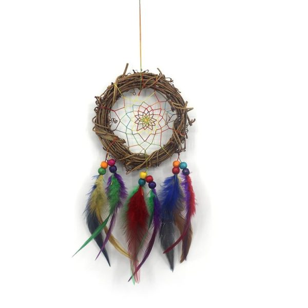 Weaving Vine Colorful Feather Dream Catcher Garden Air Hanging Home Accessories - Image 5