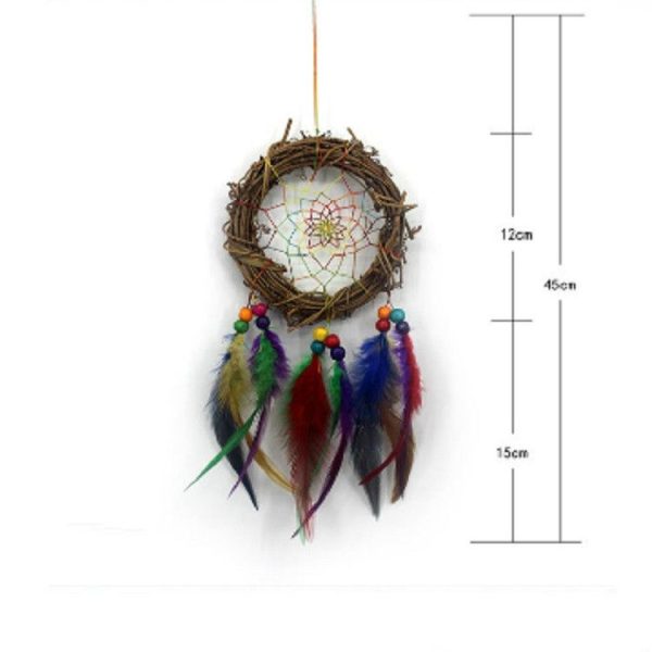 Weaving Vine Colorful Feather Dream Catcher Garden Air Hanging Home Accessories - Image 6