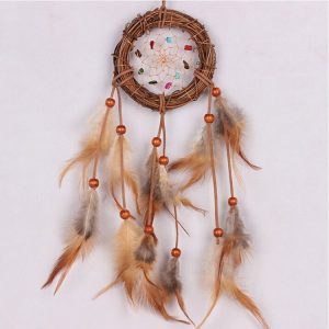 Creative Hand-woven Crafts Colorful Grass Vine Wind Chimes Dream Catcher Home Car Wall Hanging Decoration