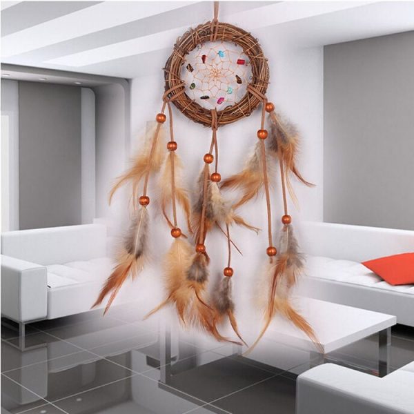 Creative Hand-woven Crafts Colorful Grass Vine Wind Chimes Dream Catcher Home Car Wall Hanging Decoration - Image 4