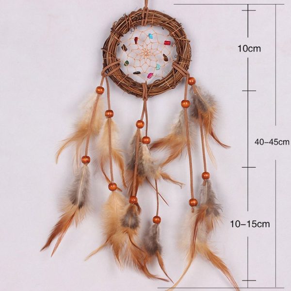 Creative Hand-woven Crafts Colorful Grass Vine Wind Chimes Dream Catcher Home Car Wall Hanging Decoration - Image 5
