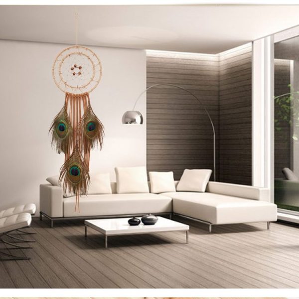 Creative Hand-woven Crafts Concentric Peacock Dream Catcher Home Car Wall Hanging Decoration - Image 2