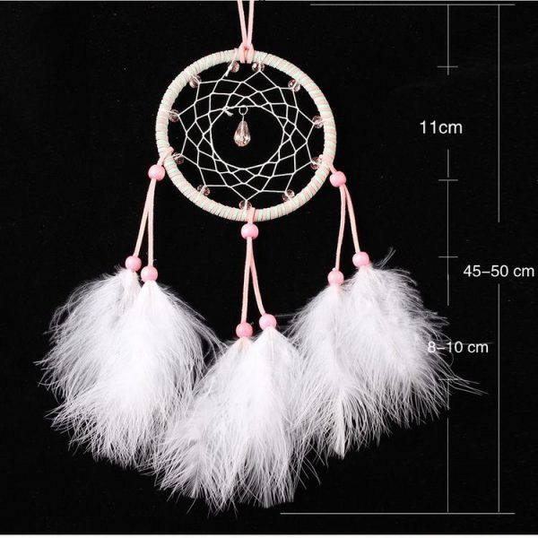 Sweet Pink Beads Fluffy Single Ring Dream Catcher - Image 5