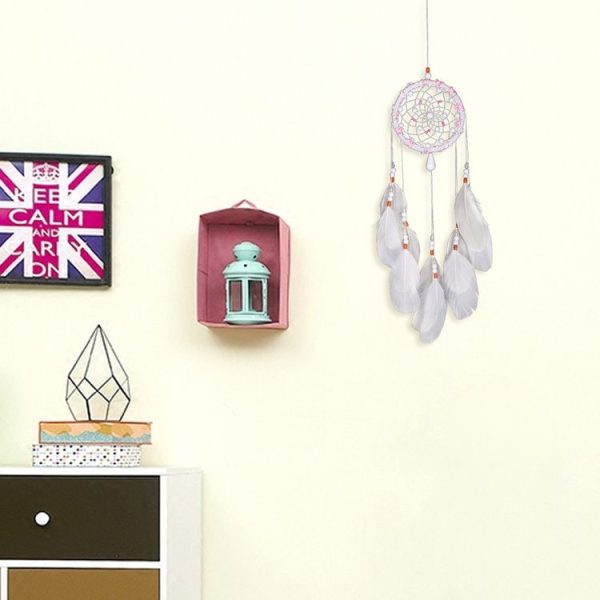 Colorful Beads Single Ring Feather Dream Catcher Hanging Birthday Gift - Image 3