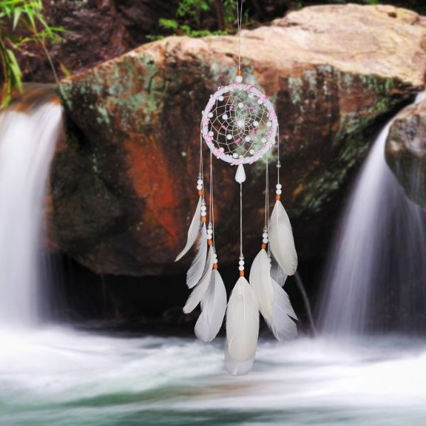 Colorful Beads Single Ring Feather Dream Catcher Hanging Birthday Gift - Image 4