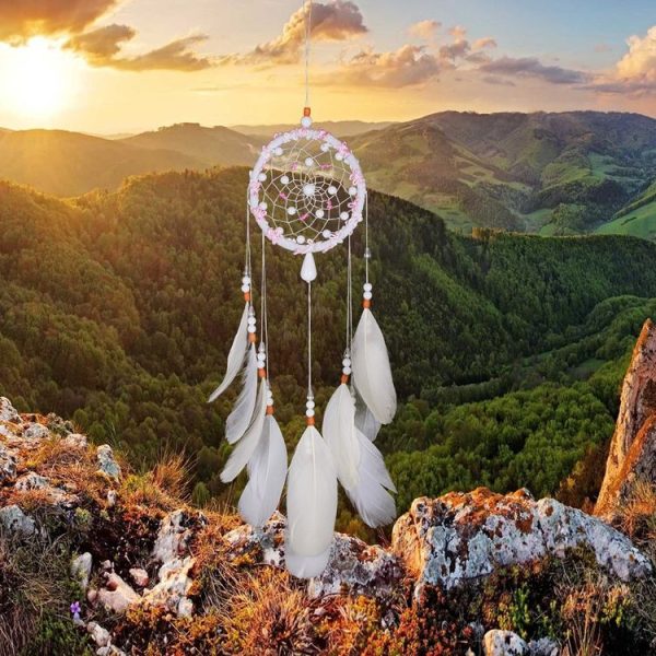 Colorful Beads Single Ring Feather Dream Catcher Hanging Birthday Gift - Image 5