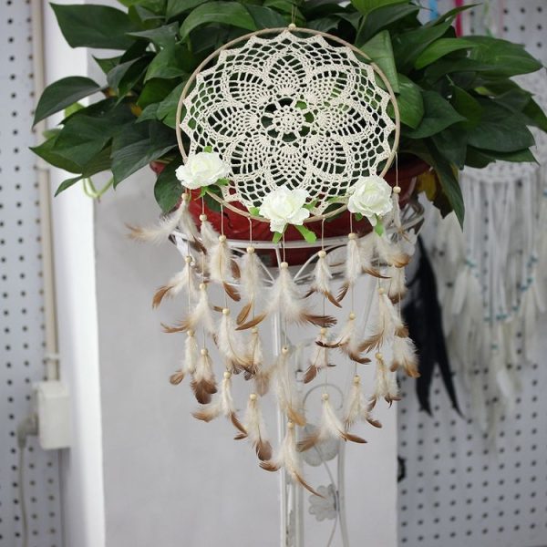 Creative Lace Hand-woven Crafts Flower Dream Catcher Home Car Wall Hanging Decoration - Image 3