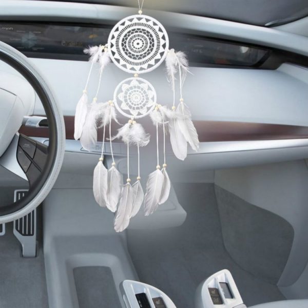 Double Ring Goose Feather Dream Catcher Home Crafts Ornaments - Image 3