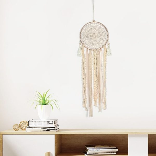 Beige Crochet Lace Tassel Dream Catcher - Image 3